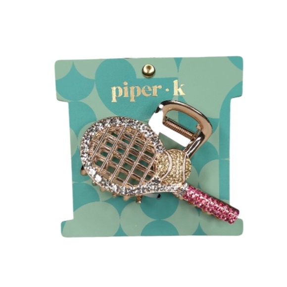 Piper K Tennis Racket Hair Clip - Pink, Gold, Silver - Picture 1 of 4